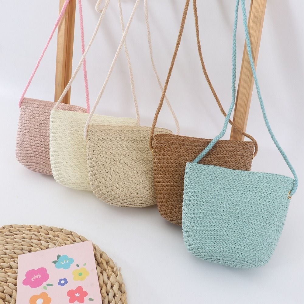 Summer Children Girls Shoulder - مراجعة Beach Bag Straw وسعره