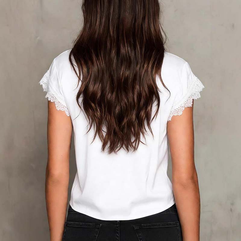 Women's Silky Satin Lace Trim  - مراجعة Tie Front Shirt وسعره