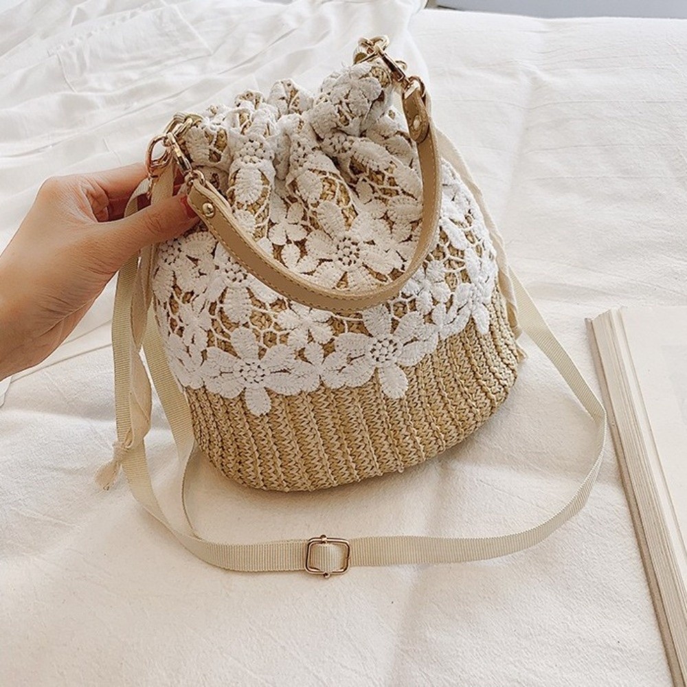 Casual Lace Straw Shoulder Bag - مراجعة Beach Bag Straw وسعره