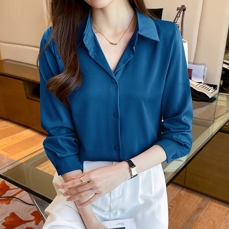 New Spring satin shirts solid  - مراجعة Summer Clothing Colors وسعره