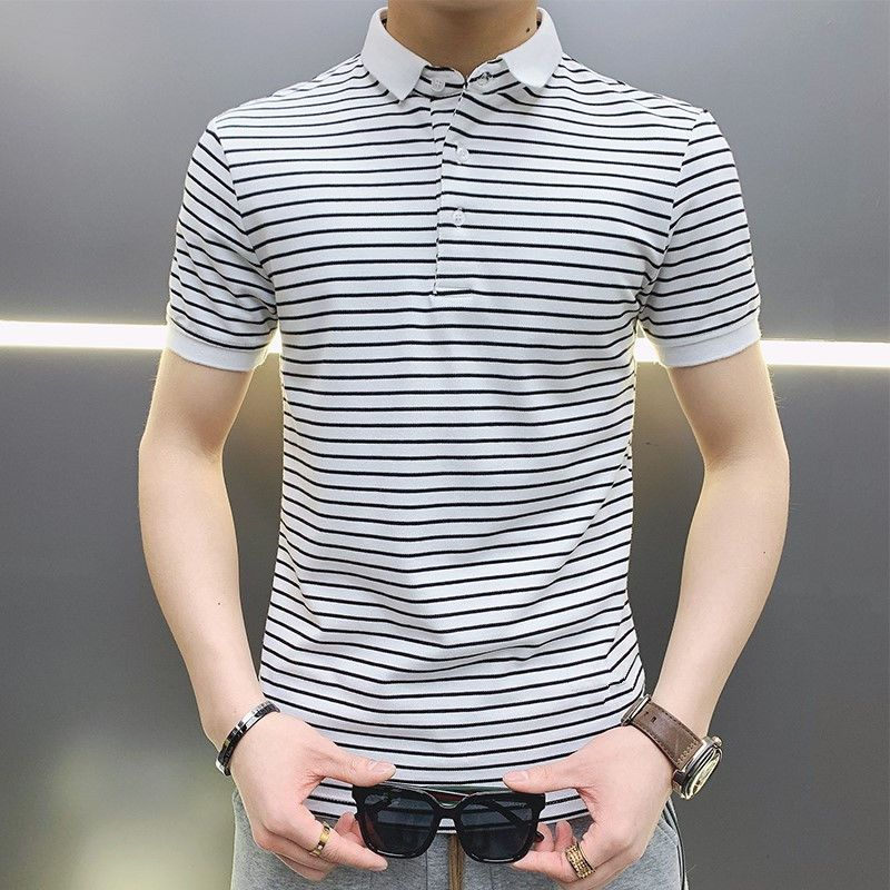 Man with Collar Tee Shirts Str - مراجعة Summer Clothing Colors وسعره