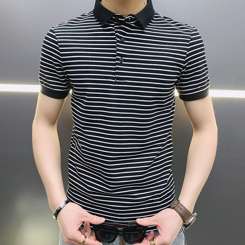 Man with Collar Tee Shirts Str - مراجعة Summer Clothing Colors وسعره