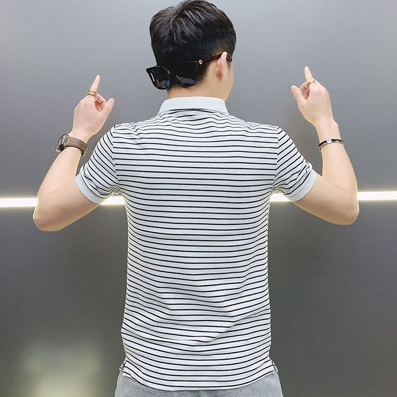 Man with Collar Tee Shirts Str - مراجعة Summer Clothing Colors وسعره