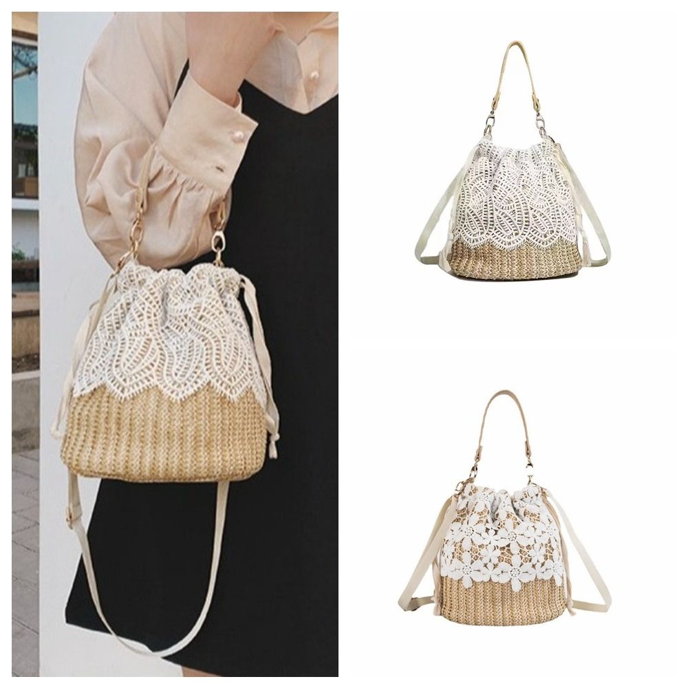 Casual Lace Straw Shoulder Bag - مراجعة Beach Bag Straw وسعره